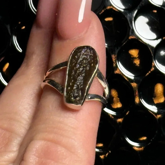 Jewelry - New Moldavite Raw Ring 💍 Size 6 Sterling Silver 925